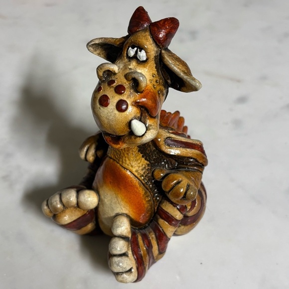 1986 Beasties of the Kingdom Phizzle the Baby Dragon signed clay figurine - Picture 16 of 16